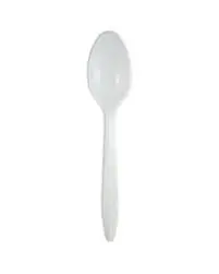 Medium Weight Plastic Soup Spoon - White