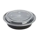 Round Black Container with Clear Lid  - 48 oz