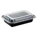 Rectangle Black Container with Clear Lid - 38 Oz