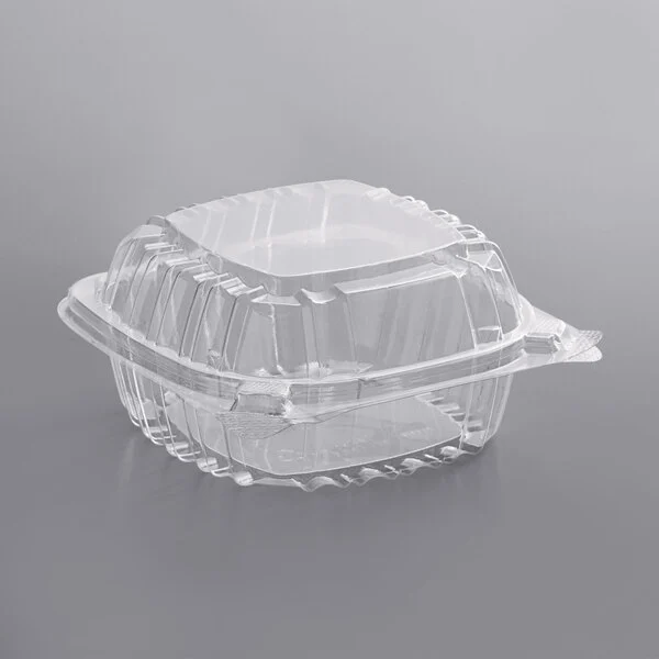 Dart PET Hinged Lid Takeout Containers C-53 - 5" x 5"