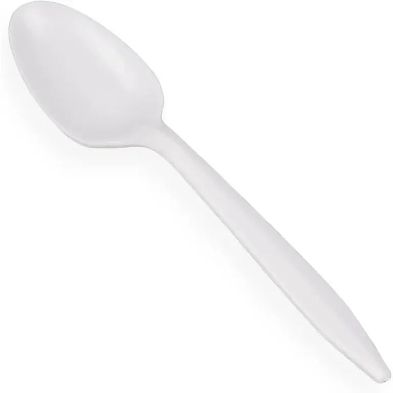 Heavy Weight Plastic Teaspoon - White/Black