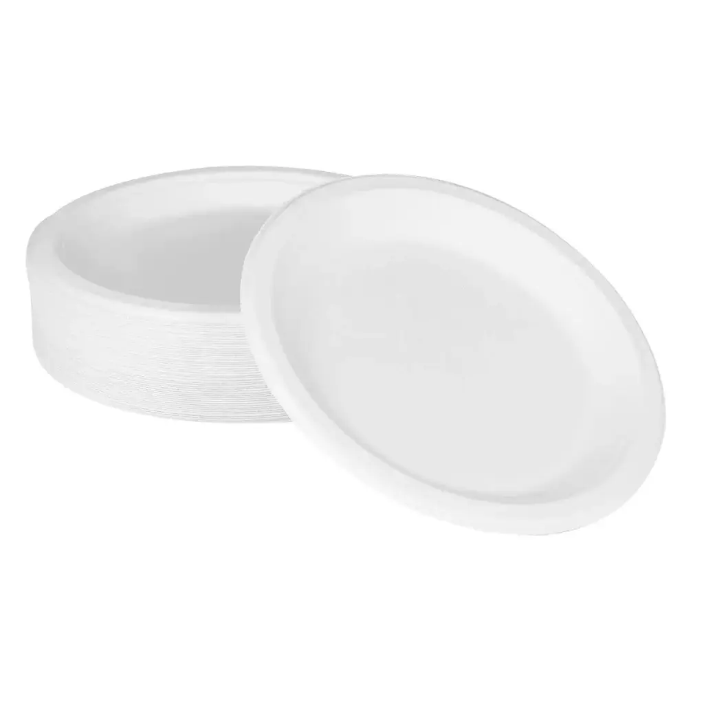 Bagasse Round Plate White - 9"
