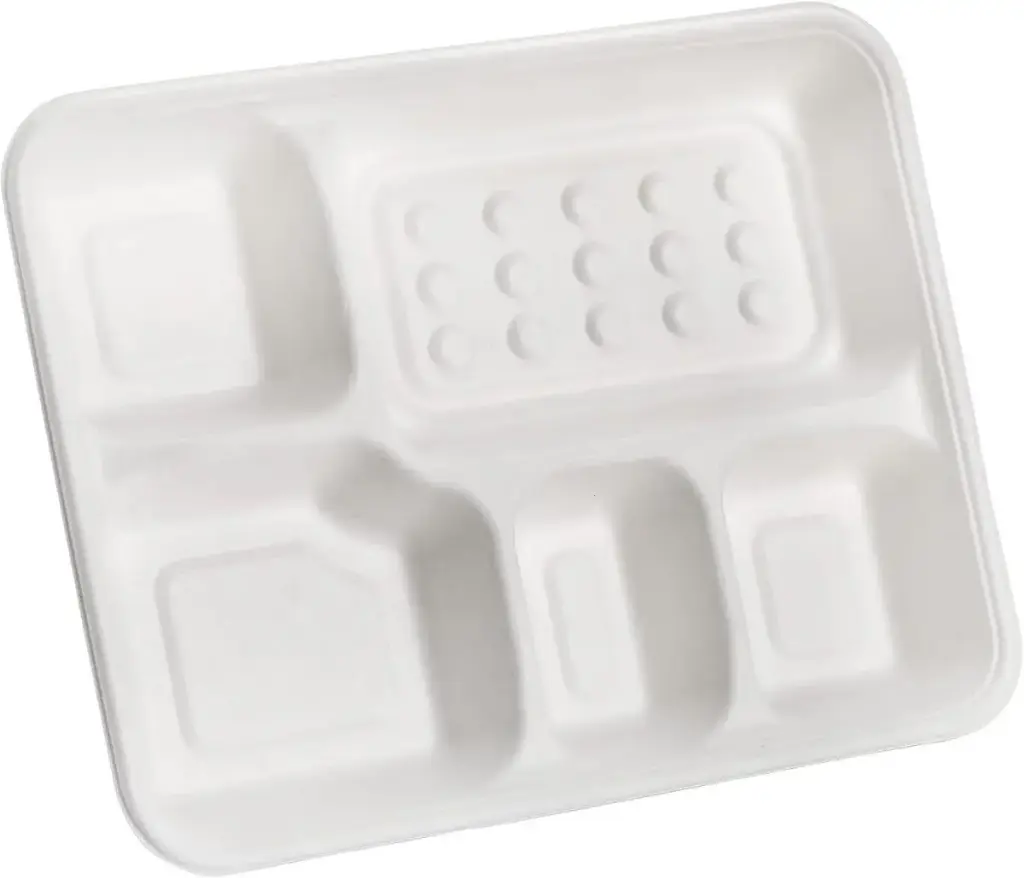 Baggasse 5 Compartment Deep Meal Tray - 
