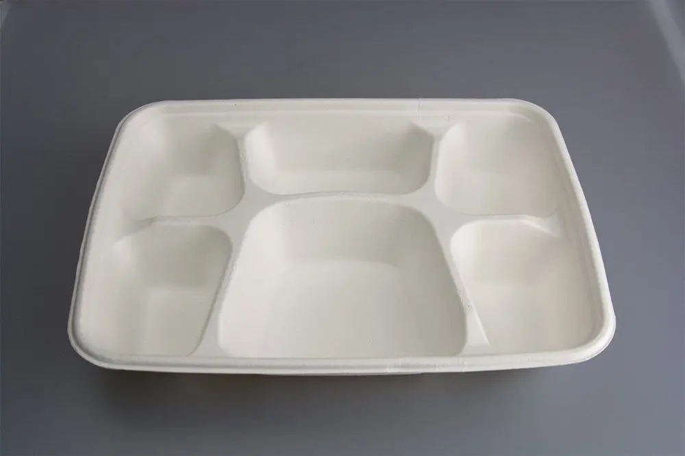 Baggasse 6 Compartments Deep Meal Tray - 
