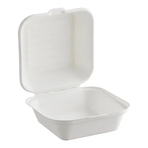 Bagasse Take out hinged containers  - 6x6