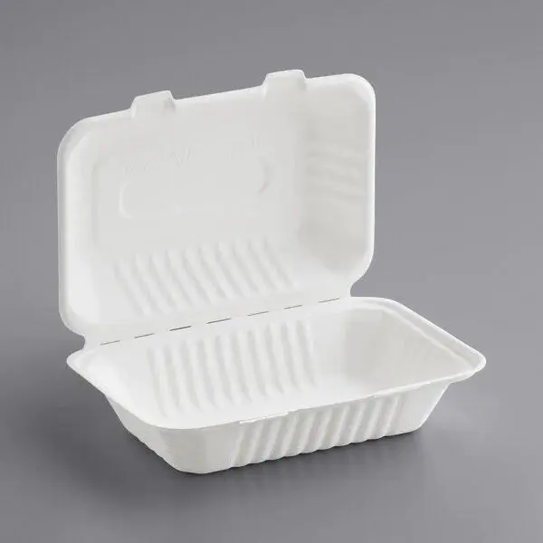 Bagasse Take out hinged containers  - 9x6