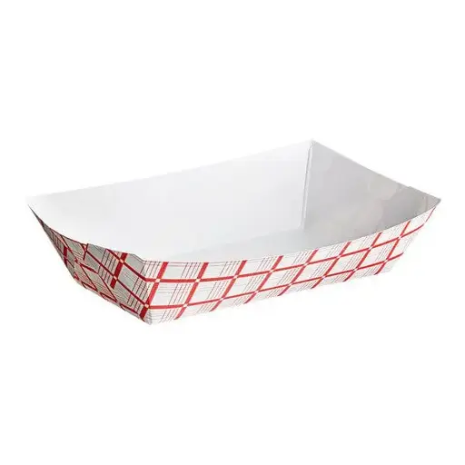 Red Checks Paper Food Trays - #500-5 LB