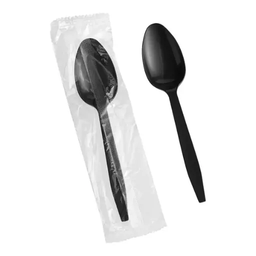 Individually Wrapped Heavy Weight Teaspoon - Black