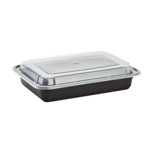 [P200016] Microwavable Rectangular Takeout Containers With Lids - 38 oz