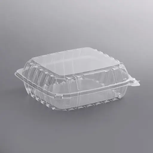 [P200029] Dart PET Hinged Lid Takeout Containers C-90 - 8" x 8"