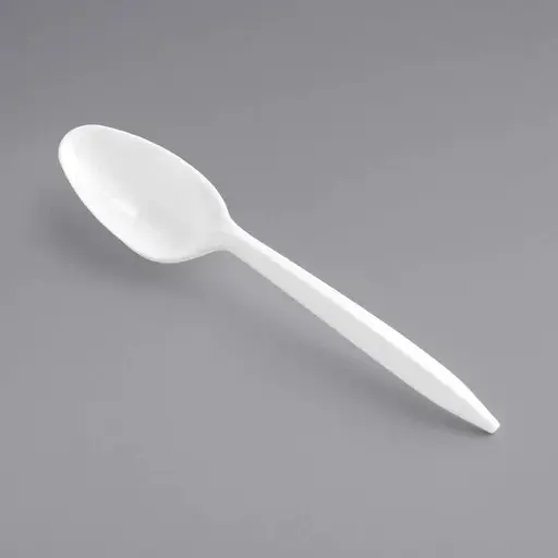 [P200042] Medium Weight Plastic Teaspoon - White
