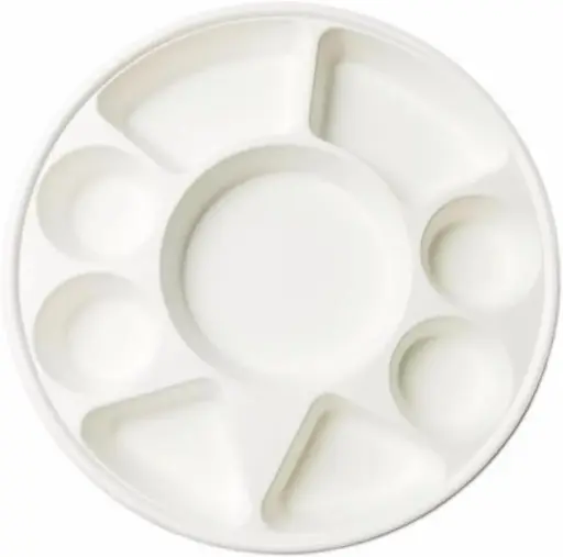 [P200080] Bagasse 9 Compartment Round Deep Meal Tray